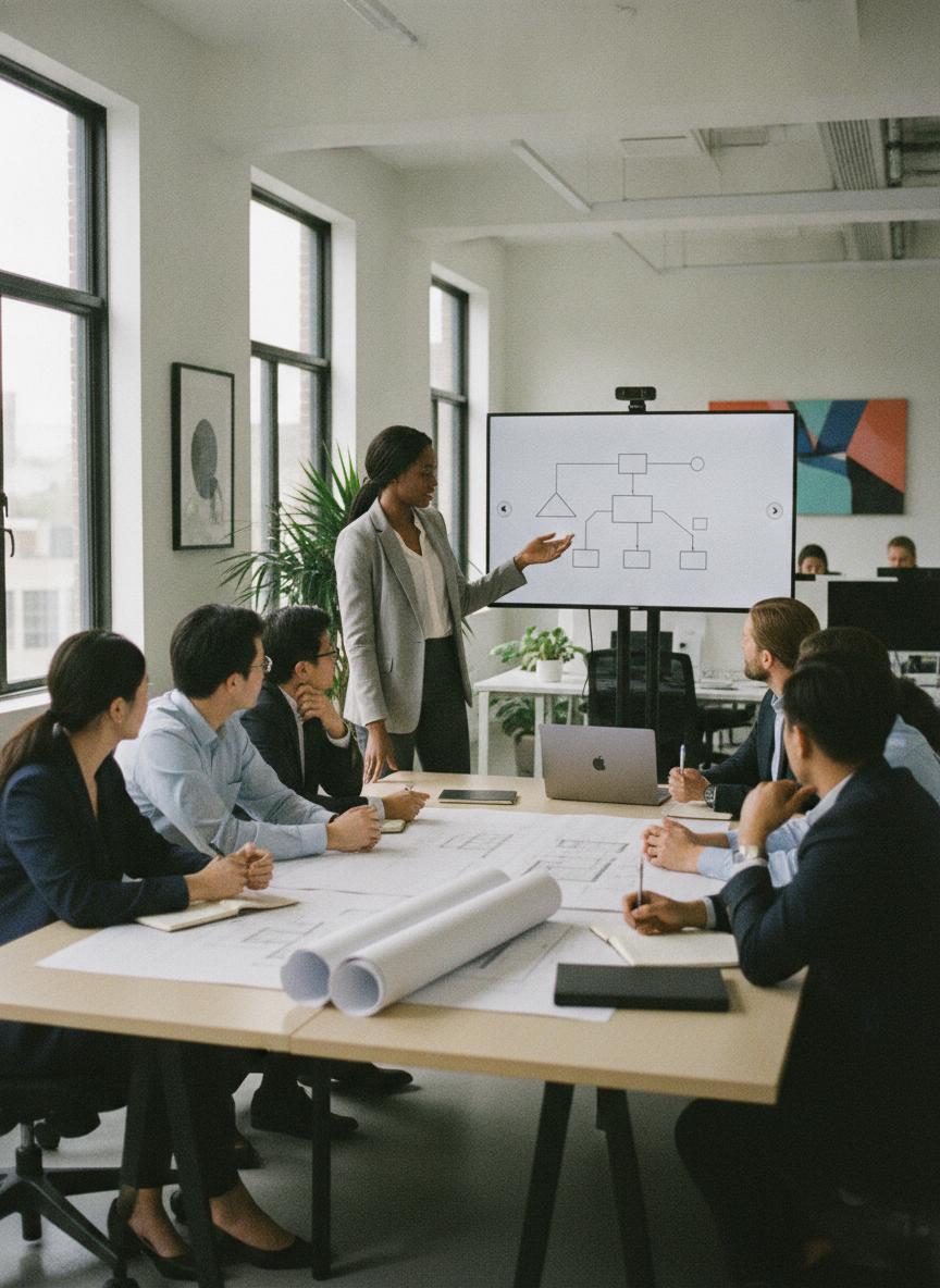 Consulting team reviewing a solution architecture together
